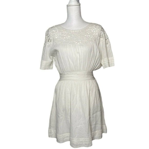 All saints white lace Broderie mini dress size 0 - Picture 2 of 12